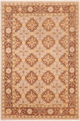 handmade Transitional Kafkaz Beige Brown Hand Knotted RECTANGLE 100% WOOL area rug 6 x 9